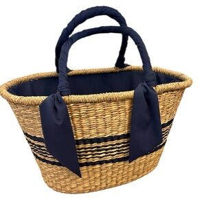 J McLaughlin and Robin Piccone Navy and Tan Woven Tote Bag OS
